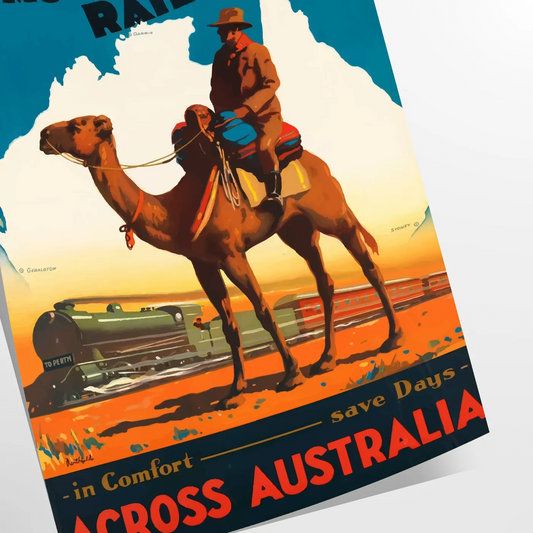 charm trans - Australian railway travel vibrant green blue poster wall art unique gift artwork essence adventure space stunning piece unframed options