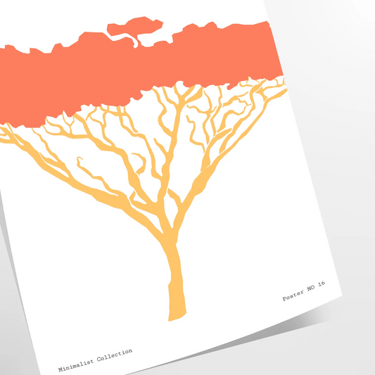 magic nature stunning Tree Animal Art Poster dramatic black vibrant orange space captivating wall unique gift variety sizes A4 cm A0