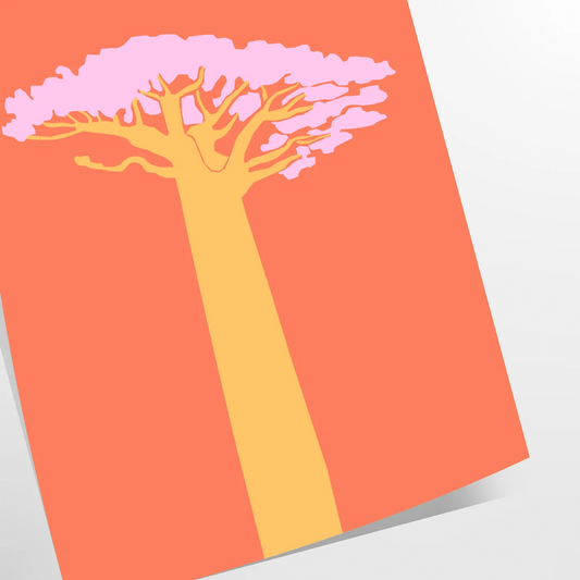 space vibrant Tree Animal Poster earthy browns warm oranges eye wall art touch nature creativity room thoughtful gift unique home decor unframed version style