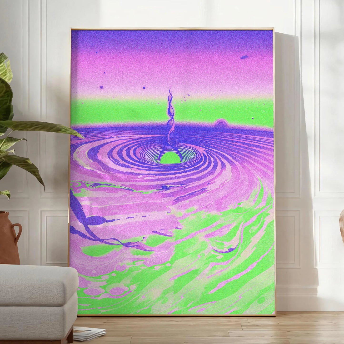 captivating blend green blue trendy art poster perfect space stylish wall print ideal gift lovers decor stunning artwork available frame