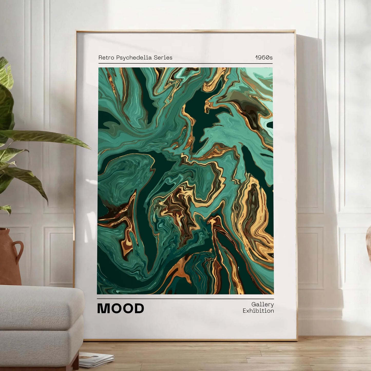 space trendy green white art poster perfect blend modern design style room captivating wall unique gift lovers touch elegance unframed options