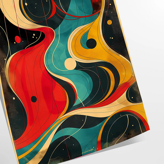 captivating world twist art stunning poster dynamic black orange hues wall piece depth intrigue space unique artwork thoughtful gift frame