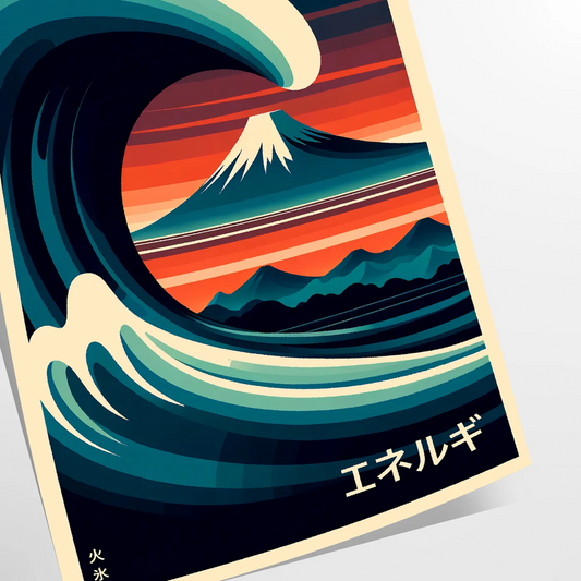 serene allure Japanese waves stunning black green poster captivating wall art tranquility space ideal gift lovers home office decor sizes A4 cm A0