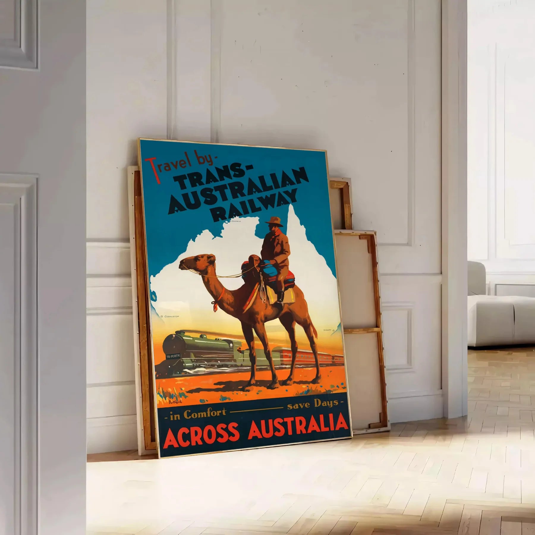 charm trans - Australian railway travel vibrant green blue poster wall art unique gift artwork essence adventure space stunning piece unframed options