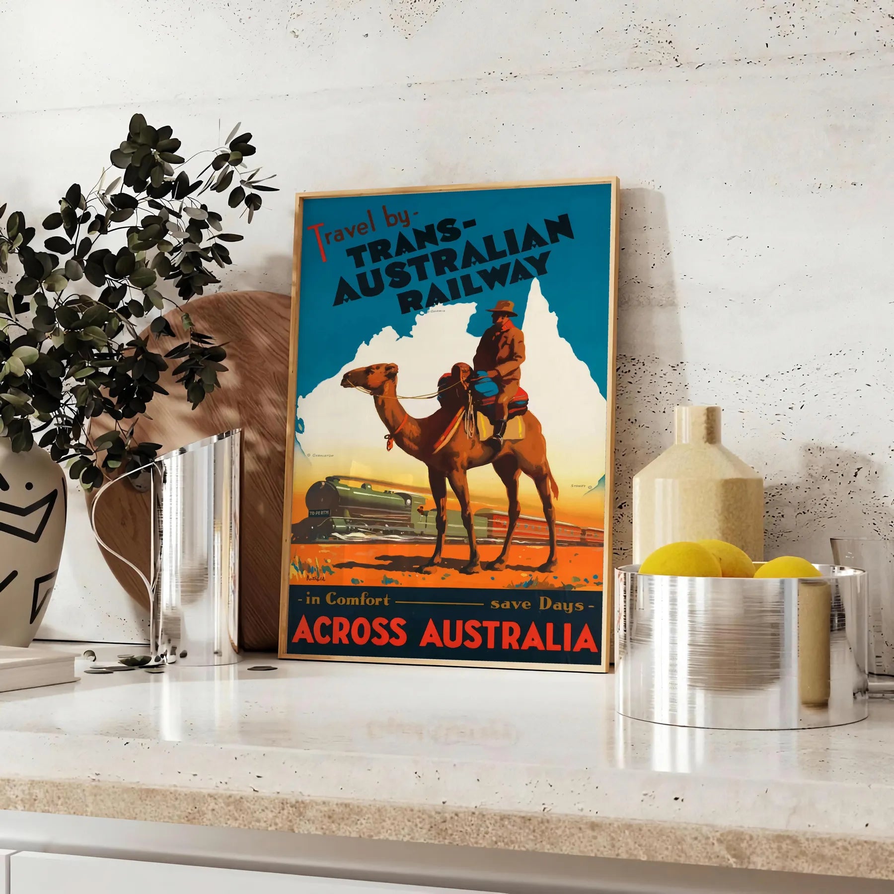 charm trans - Australian railway travel vibrant green blue poster wall art unique gift artwork essence adventure space stunning piece unframed options