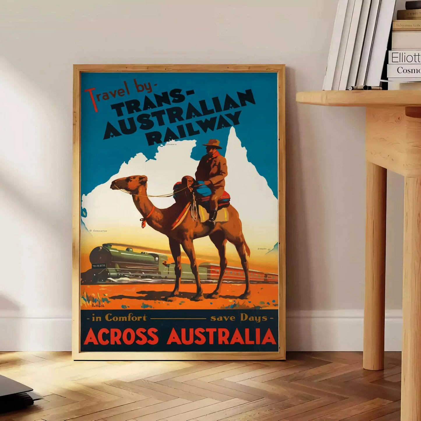 charm trans - Australian railway travel vibrant green blue poster wall art unique gift artwork essence adventure space stunning piece unframed options