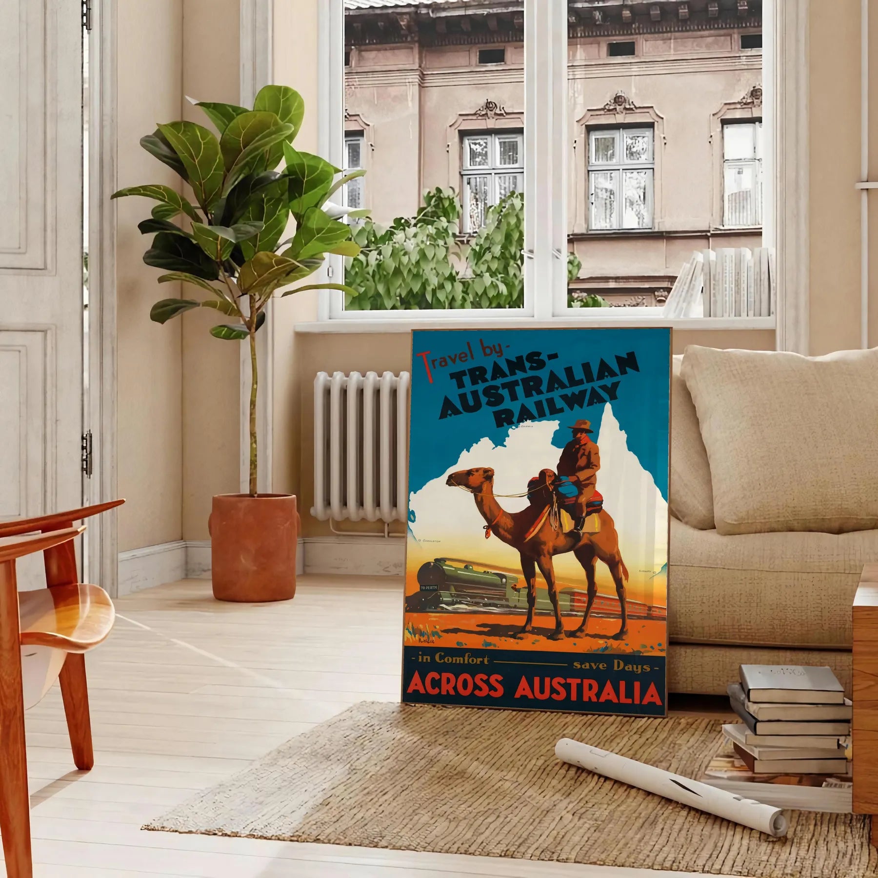 charm trans - Australian railway travel vibrant green blue poster wall art unique gift artwork essence adventure space stunning piece unframed options