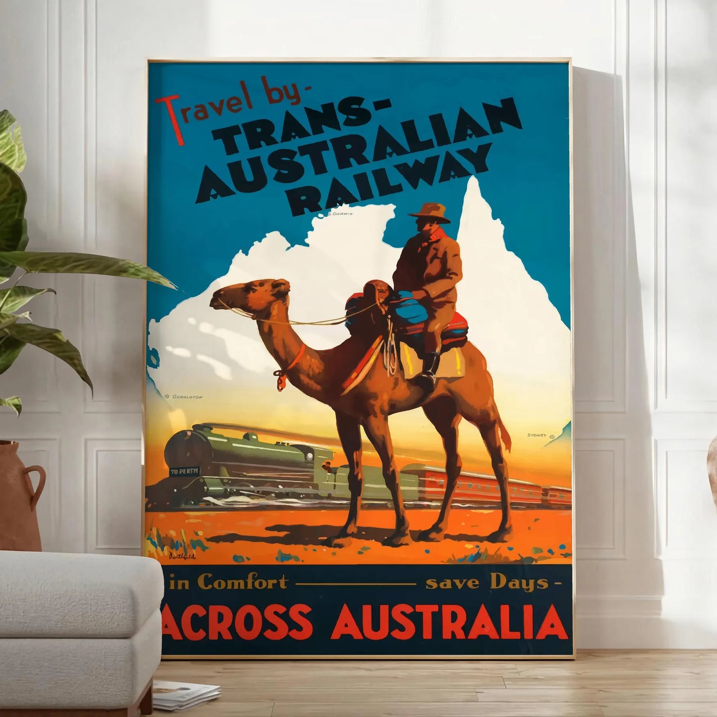 charm trans - Australian railway travel vibrant green blue poster wall art unique gift artwork essence adventure space stunning piece unframed options