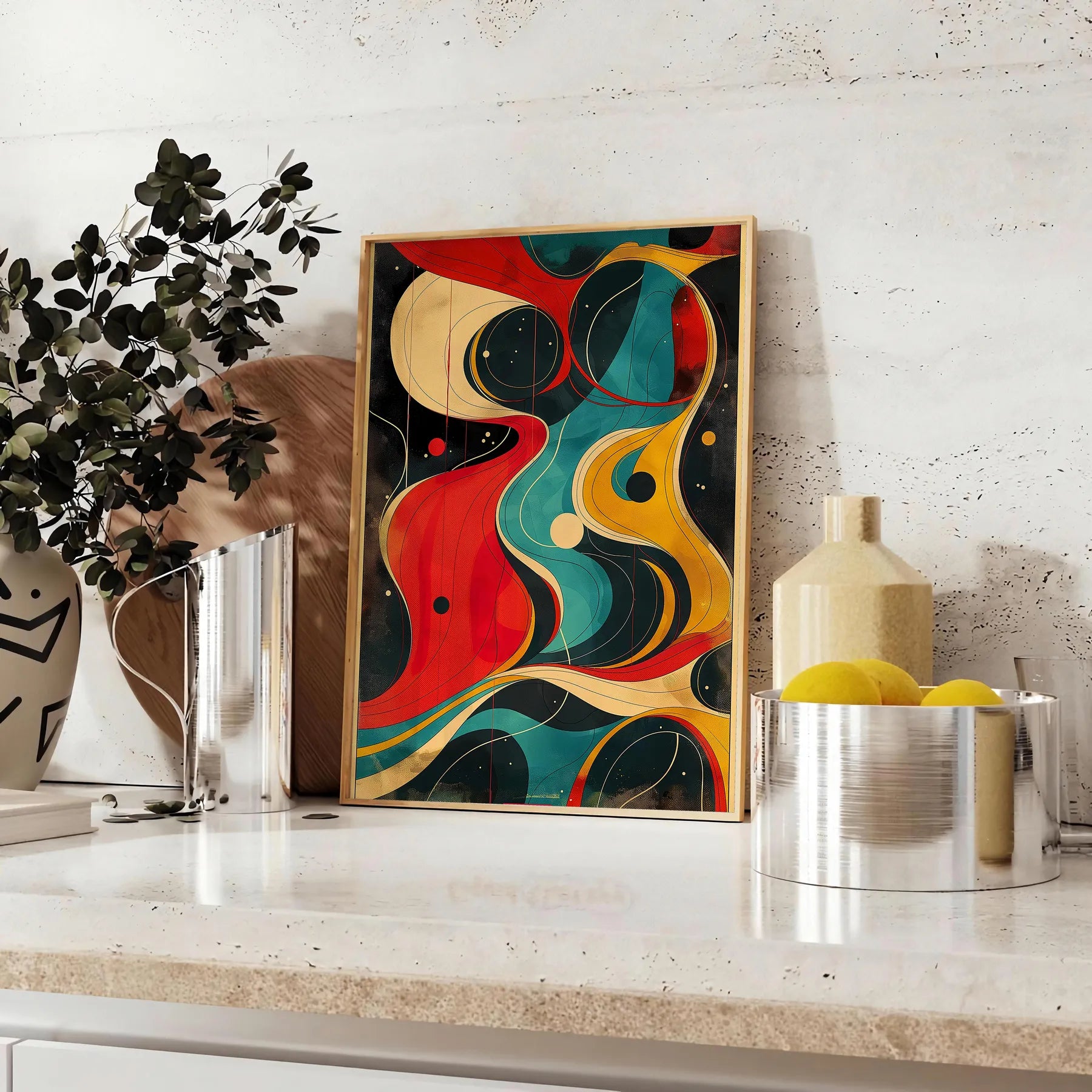 captivating world twist art stunning poster dynamic black orange hues wall piece depth intrigue space unique artwork thoughtful gift frame