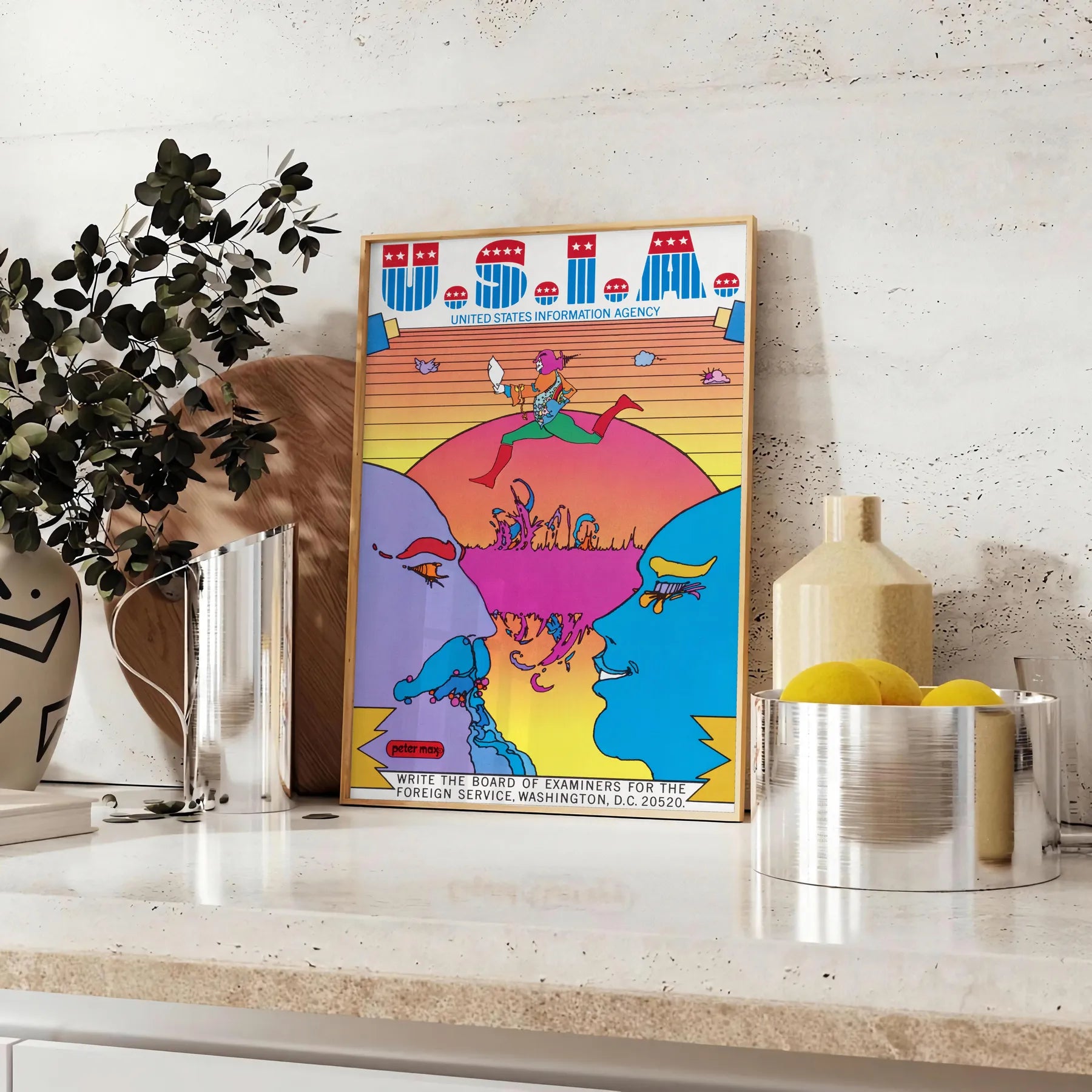 perfect blend nostalgia style Usia Vintage Retro Poster stunning blue purple hues captivating wall art ideal gift lover space available framed masterpiece unframed print