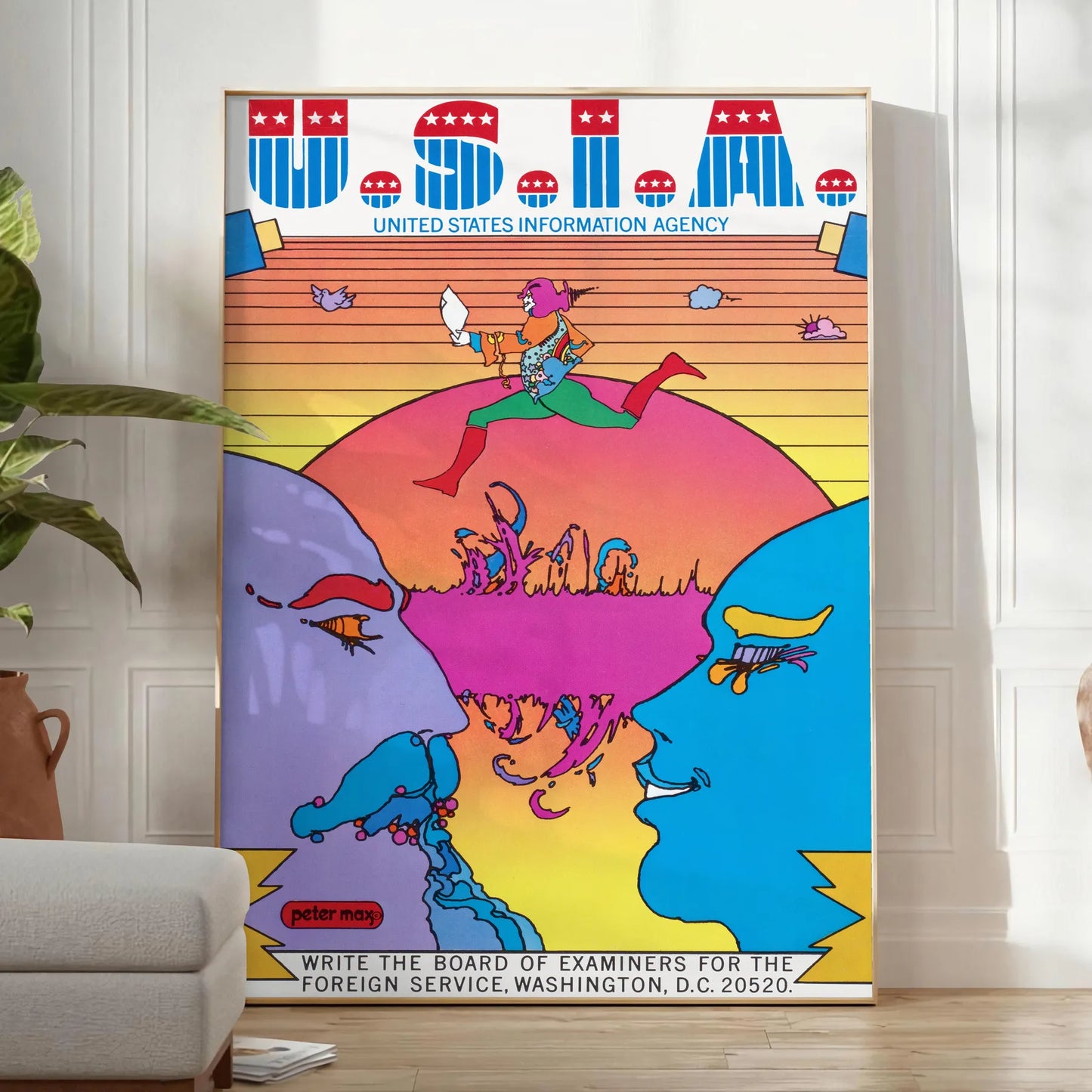 perfect blend nostalgia style Usia Vintage Retro Poster stunning blue purple hues captivating wall art ideal gift lover space available framed masterpiece unframed print