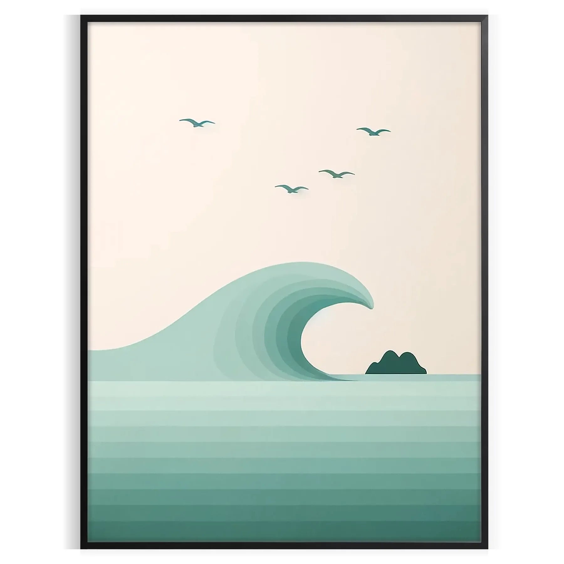 space Wave Ocean Calm Blue poster serene hues white gray captivating wall art tranquility room ideal gift artwork home office print