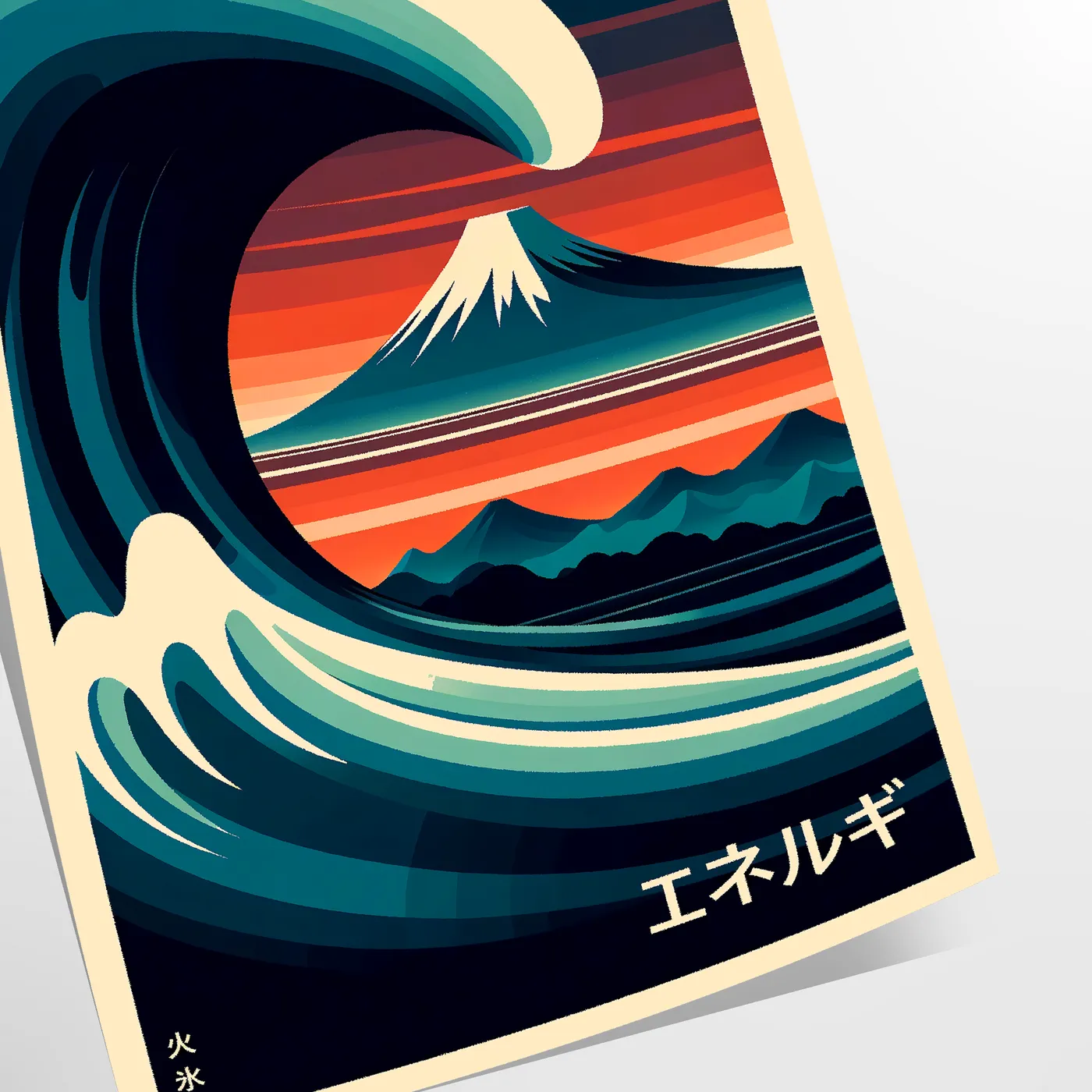 serene allure Japanese waves stunning black green poster captivating wall art tranquility space ideal gift lovers home office decor sizes A4 cm A0