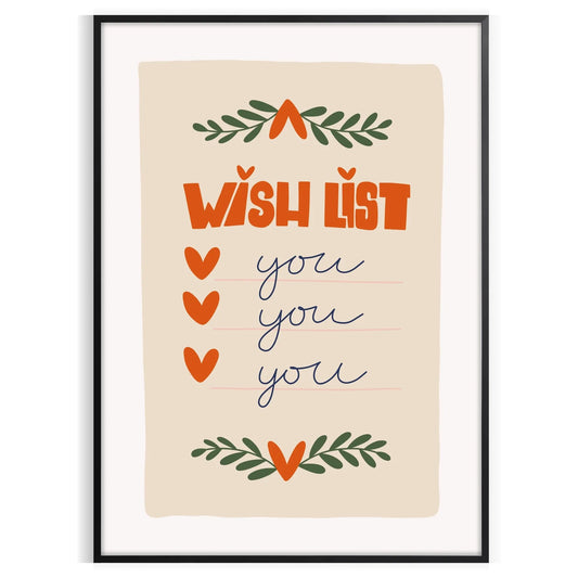 space stunning gray green Wish List poster beautiful wall art sleek design thoughtful theme perfect gift addition home decor collection artwork personalized touch