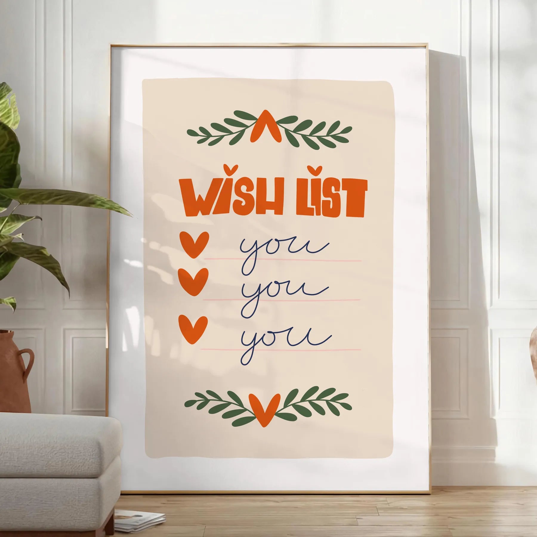 space stunning gray green Wish List poster beautiful wall art sleek design thoughtful theme perfect gift addition home decor collection artwork personalized touch